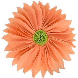 A Whimsical 16" Handmade 3D Flower Round Decorative Throw Pillow-Peach